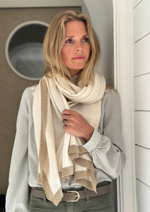 Off White and Gold Scarf