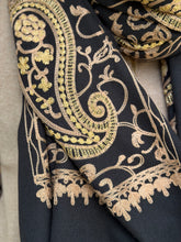 Embroidered Scarf - Black and Gold