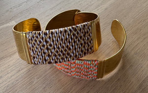 Thick Cuff Bracelet - Brown/Gold/Camel