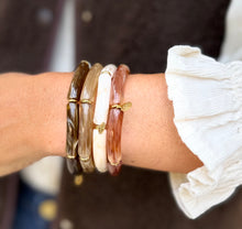 Stackable Resin Stretch Bracelets - Tortoiseshell Brown