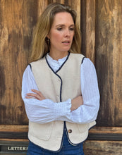 Martha Gilet Cream Navy Trim