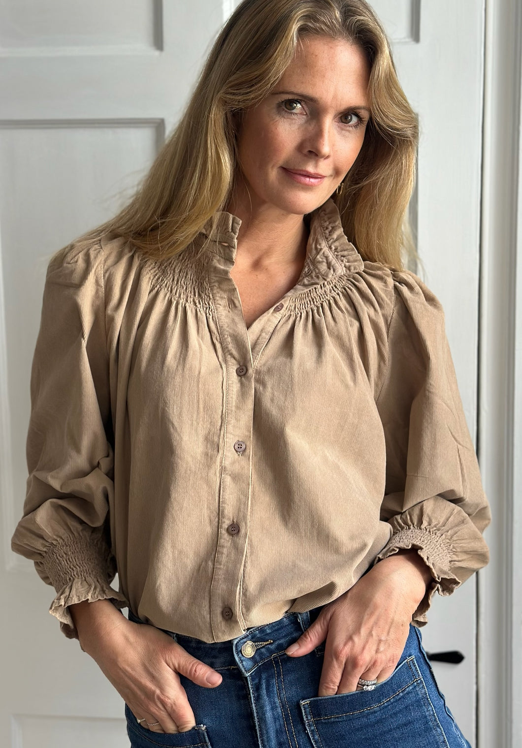 NEW IN! Lilou Needlecord Shirt Camel