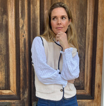 Martha Gilet Cream Navy Trim