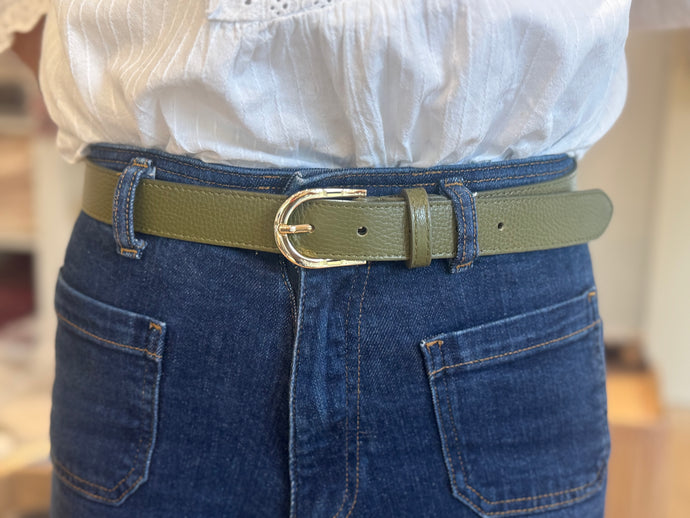 Khaki Leather Belt