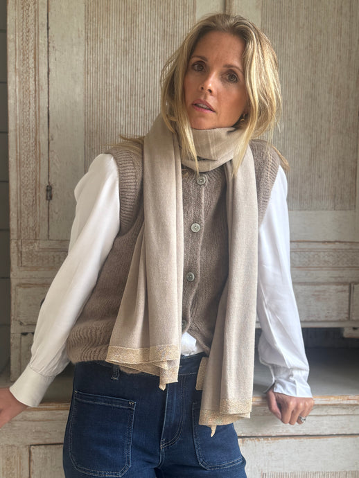 Taupe and Gold Scarf