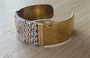 Thick Cuff Bracelet - Brown/Gold/Camel
