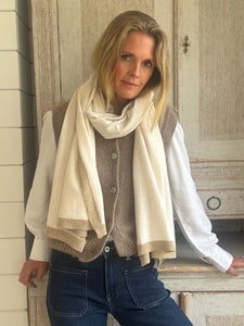 Off White and Gold Scarf