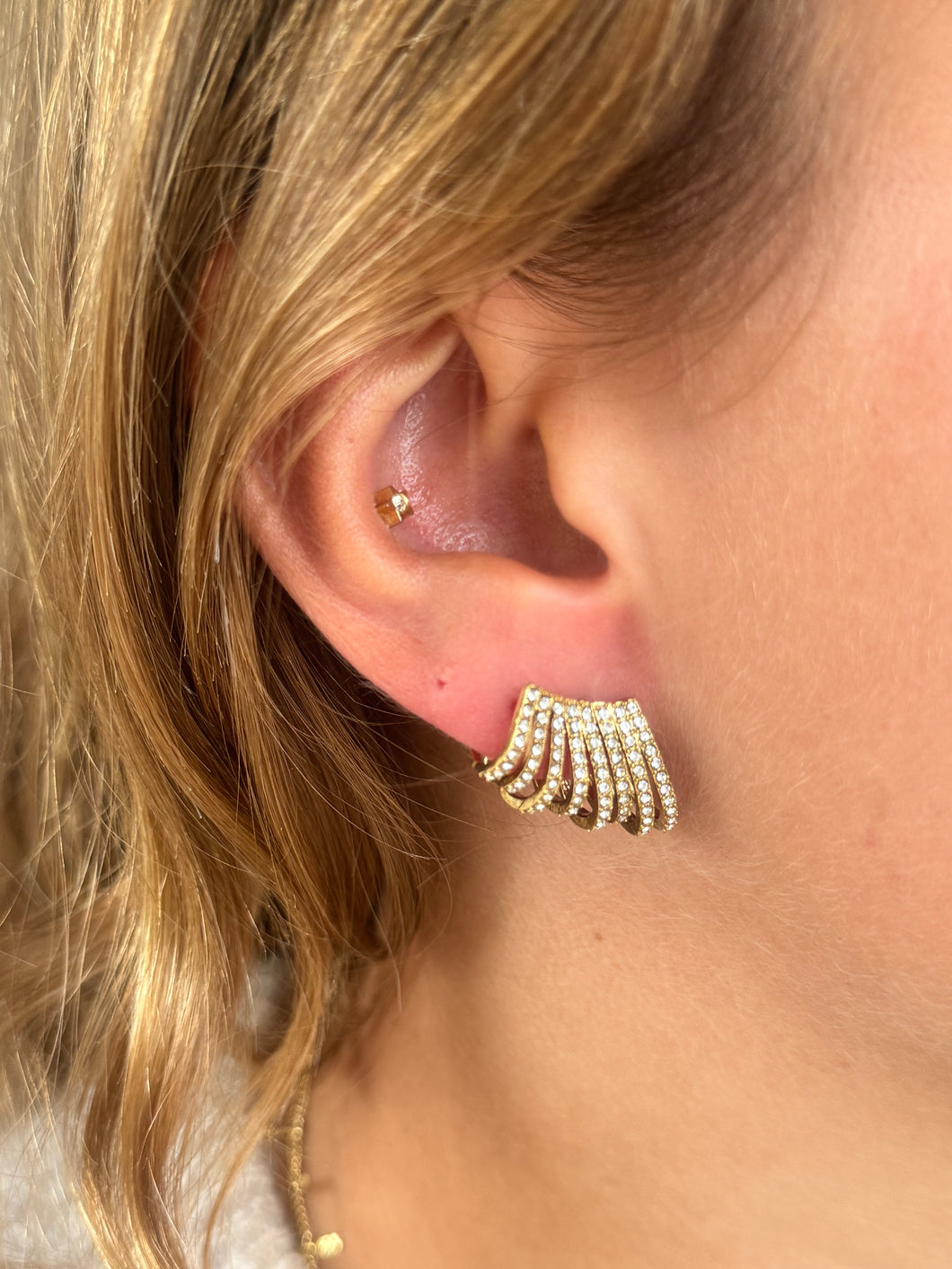 Diamanté Climbing Huggie Earrings