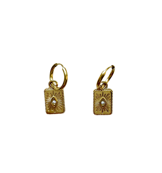 Ray charm huggie earrings