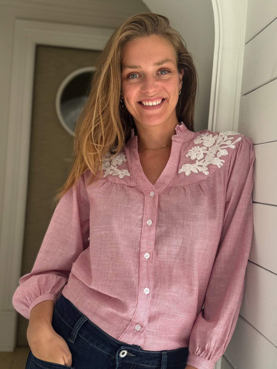 Tabitha Shirt Red and White