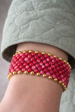 Raspberry and Gold Thick Bobble Bracelet