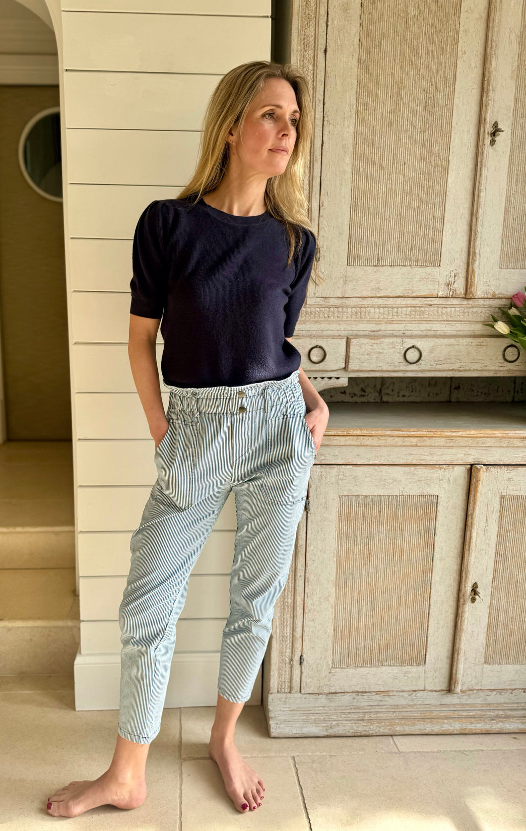 Paperbag Waist Trousers Stripy