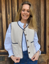 Martha Gilet Cream Navy Trim