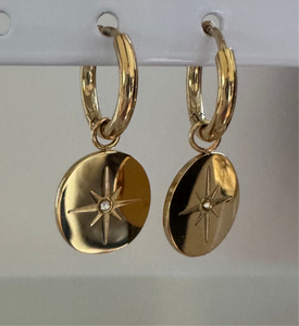 Star Disc Huggie Earrings