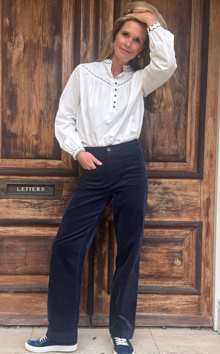 Needlecord Navy Trousers