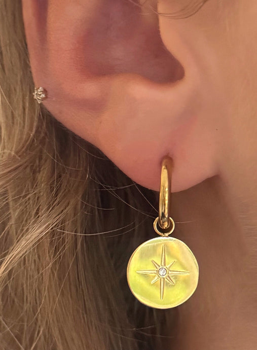 Star Disc Huggie Earrings