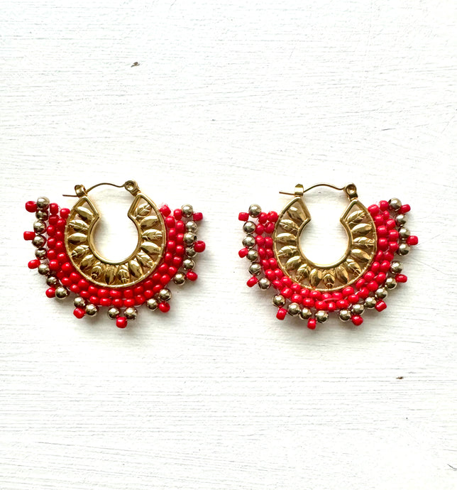 Fiesta Earrings Red and Gold