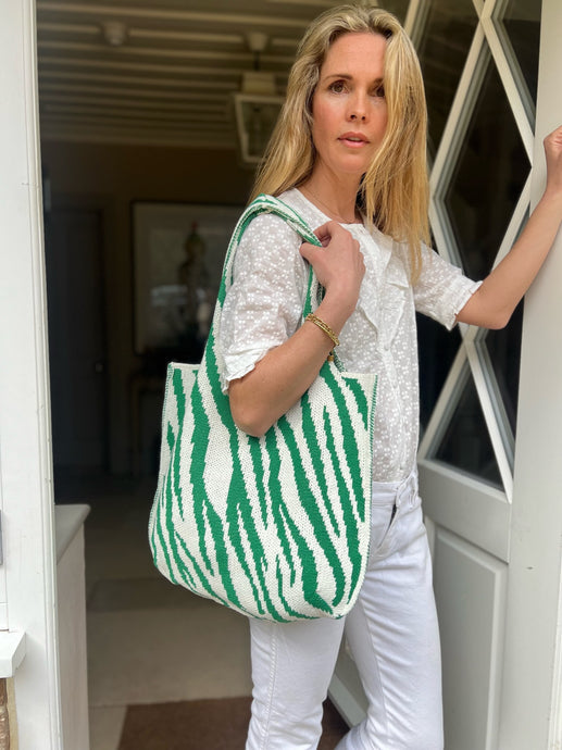 Green/White Beach Bag