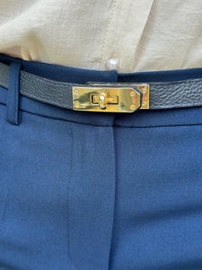 Navy Leather Belt