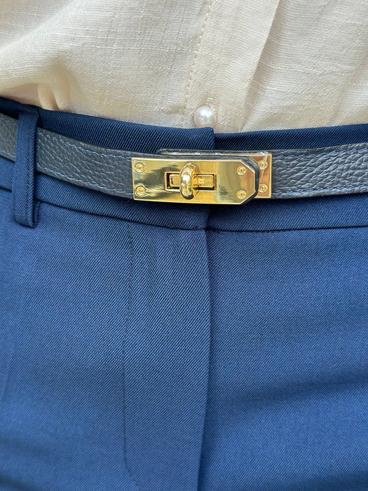Navy Leather Belt