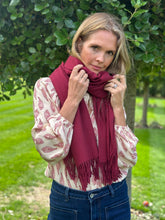 Cashmere and Wool Mix Burgundy Scarf