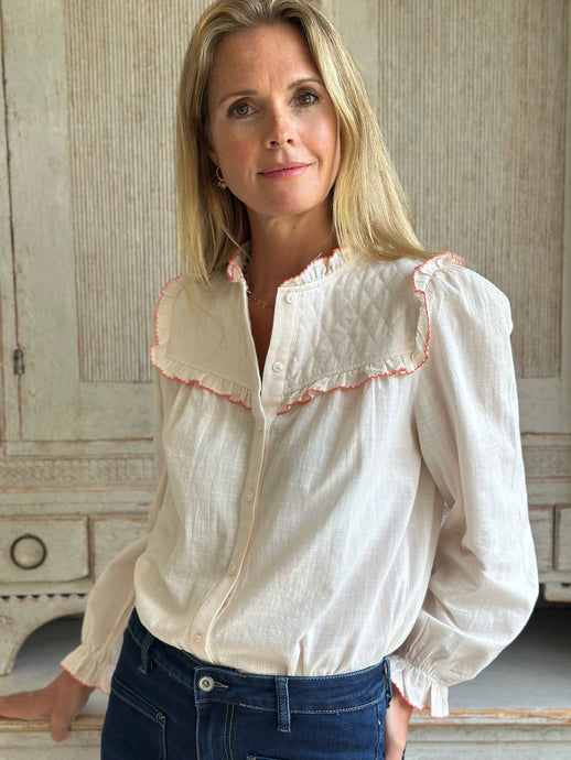 Lauren Shirt Cream and Coral