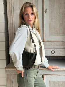 Suede Studded Khaki Bag