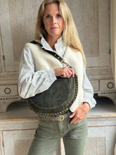 Suede Studded Khaki Bag