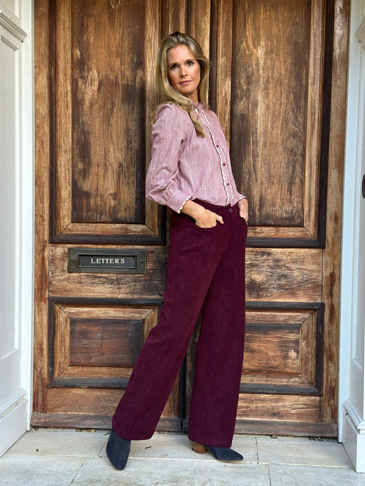 Needlecord Claret Trousers