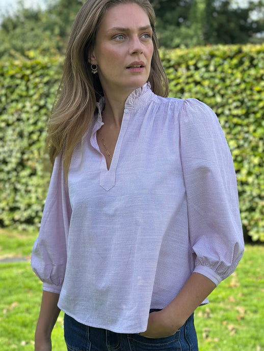 Romy Top Pink and White