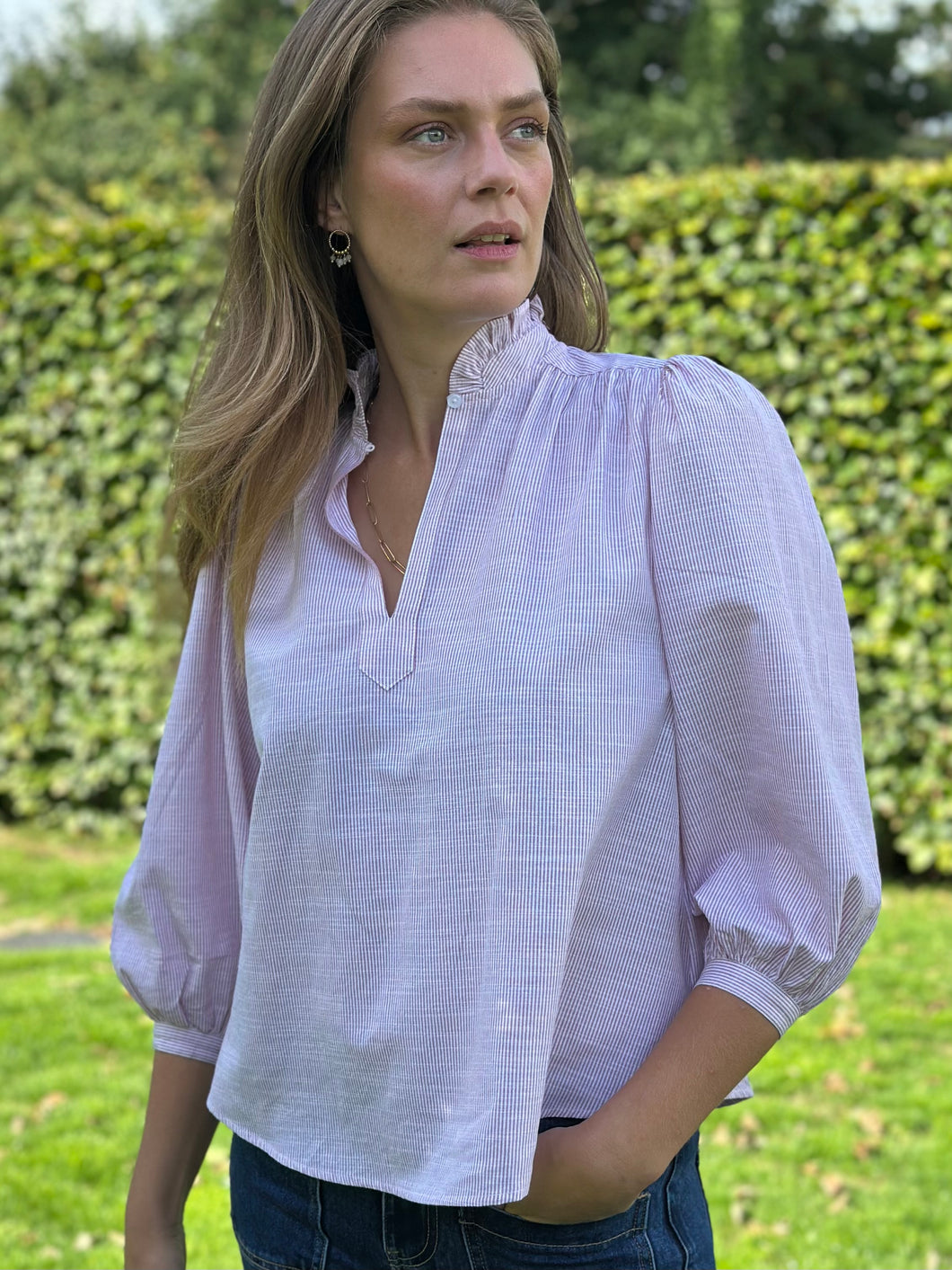 Romy Top Pink and White