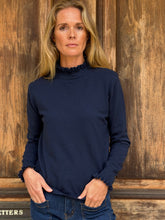 Lilou Navy Frill Neck Jumper