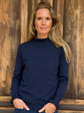 Lilou Navy Frill Neck Jumper